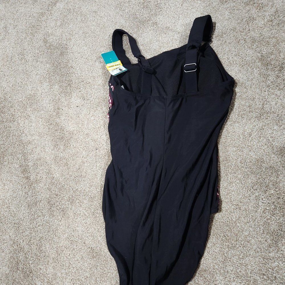 Women's UPF 50 Asymmetrical Shoulder One Piece Swimsuit - Aqua Green - Picture 5 of 6